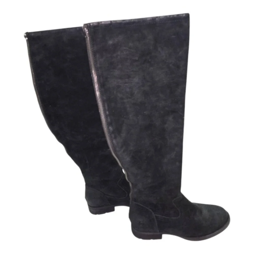 Born Black Suede Over the Knee Boots Leopard Lining Tall Fashion Stylish Sz 7‎